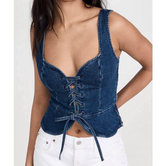 Reformation Blue Denim Lace-Up Top - Picture 8 of 8